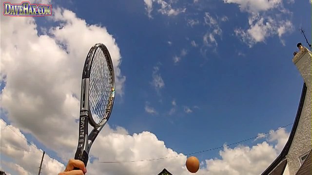 Tennis Racket Hits Egg Slow Motion GoPro 120fps