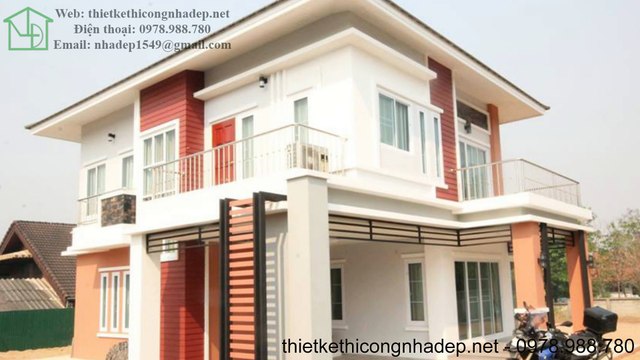 Mẫu thiết kế biệt thự nhà vườn 2 tầng mái thái đẹp 9x15m