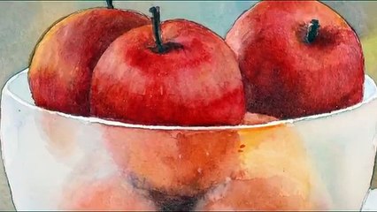 Peinture aquarelle pomme