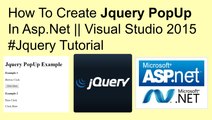 How to create jquery popup in asp.net || visual studio 2015 #jquery tutorials