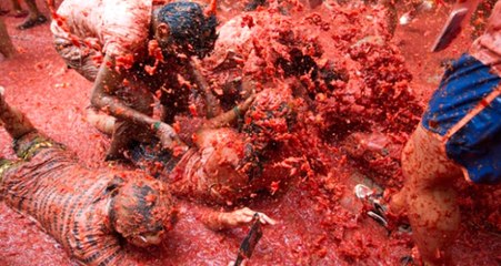 160 Ton Domates Havada Uçuştu, Sokaklar Kırmızıya Boyandı