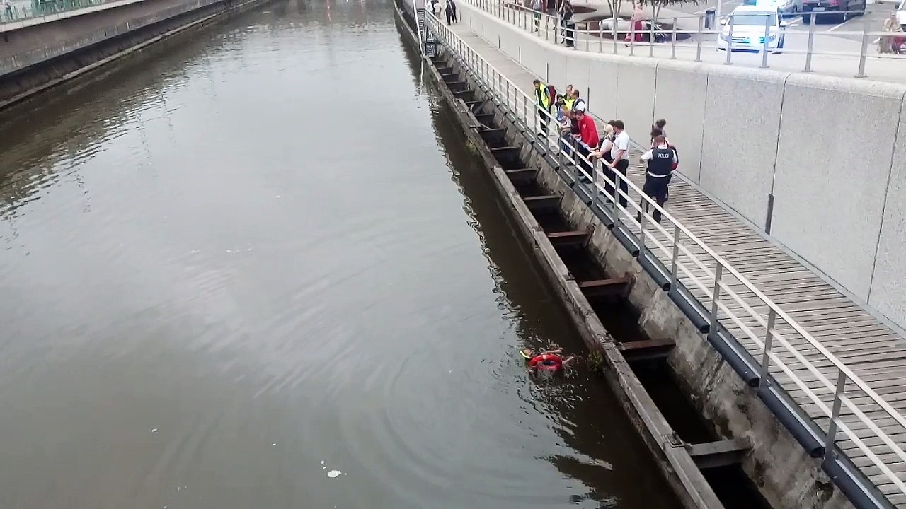 Homme tombé dans la Sambre
