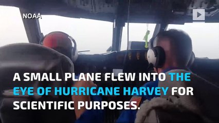 Watch: Plane flies into eye of Hurricane Harvey