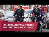 Senadores viajan en bicicleta en el Día Mundial sin Auto