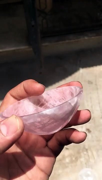 Pink Rose Quartz Crystal Gemstone Bowl | New Crystal Rose Quartz Bowl