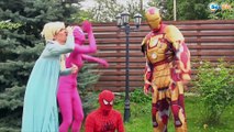 Spiderman becomes crying baby? w/ Frozen Elsa, Maleficent, Bad Baby, Superhero IRL