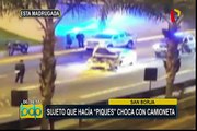 San Borja: sujeto que hacia “Piques” se estrella aparatosamente con camioneta