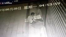 Alleged thief caught red-handed after getting his foot trapped in door