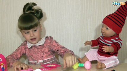 Download Video: ✔ Кукла Беби Борн кушает кашу с девочкой Полей Baby Born Doll eats porridge together with girl Polya