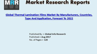 Thermal Lamination Films Market Forecast to 2022: With Type, Trend, Global Industry 2017 (Status and Outlook)