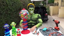 RECKLESS JOKER Crushes SpiderBaby Gumball Machine Under Car! w/ Spiderman Frozen Elsa Hulk