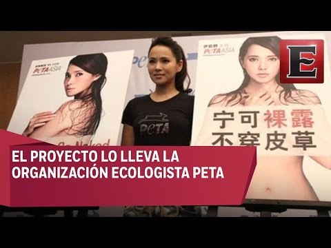 En China se desnudan en rechazo del uso de pieles de animales