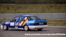 MADNESS!! Ford Sierra RS Cosworth Texaco - Powerslide on rainy track and Flames!