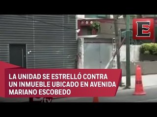 “Parchan” fachada de edificio en la Anzures tras estrellarse tráiler