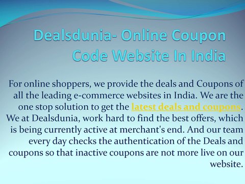 Deals and Coupons at Dealsdunia