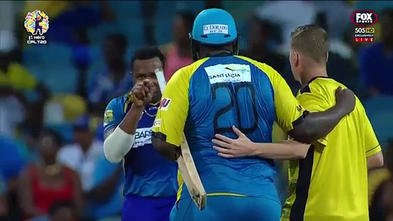 Giant Man Rakheem Cornwell vs Kieron Pollard Fight in Caribbean Premiere League