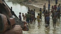 Rohingya refugees fleeing Myanmar to Bangladesh