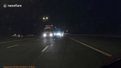 Lorry crashes into two cars on M6