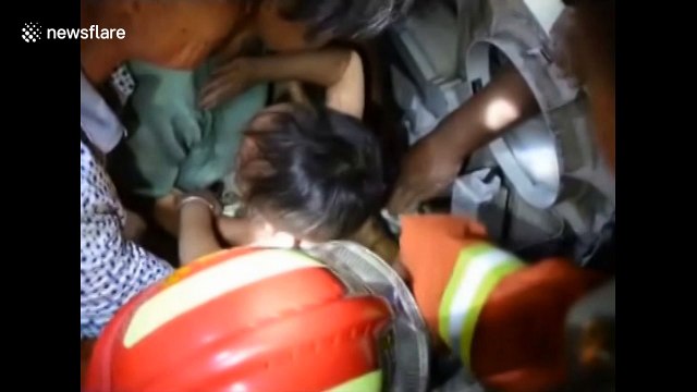 Two-year-old gets stuck in washing machine