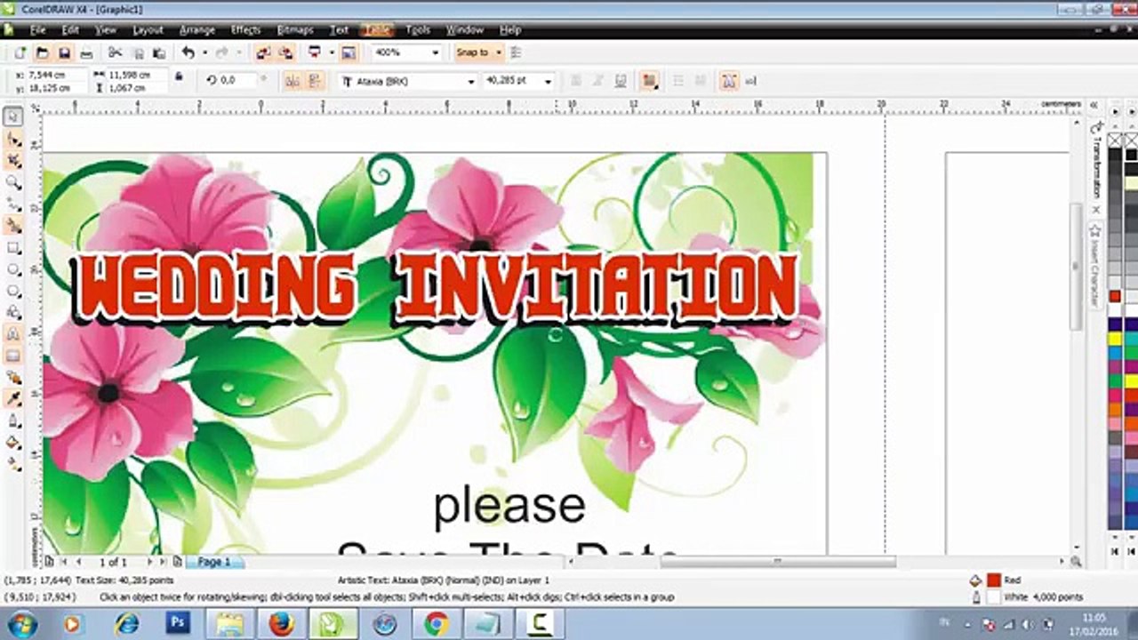 Una y una en un tiene una un en y diseño cómo en en invitación para Boda Corel paintshop pro x8
