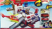Fastlane Rescue Fire Station - Fire Truck DieCast Car Toys Recue Helicopter & Lightning Mc