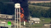 RAW  Massive fire breaks out at chemical plant in Texas (AERIAL)
