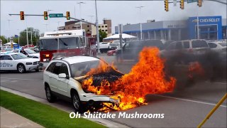 Raw Video Car Fire But Owner Has Good Sense Of Humor