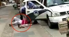 Polis, Kucağındaki Bebeğe Aldırmadan Kadını Darp Etti!