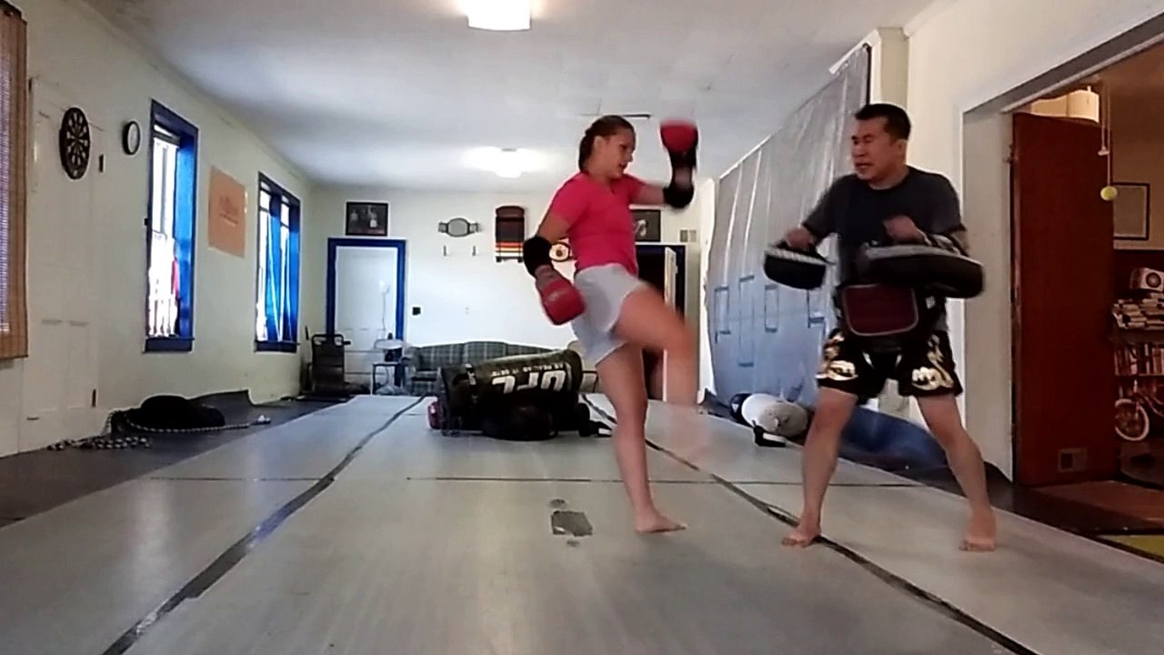 Paige hitting the Thai Pads - September  2, 2017
