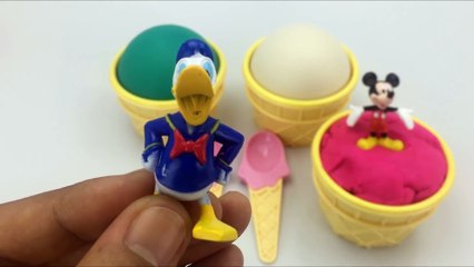 Play Doh Ice Cream Cups Surprise Toys Disney Mickey Mouse Minnie Mouse Donald Duck Chip and Dale