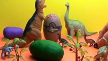 Dinosaurs surprise eggs toys Play Doh Dinosaurios sorprenden huevos juguetes Play Doh