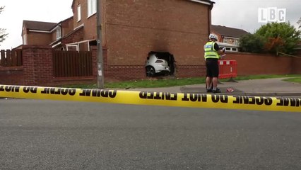 Car Embeds Itself In House And Catches Fire