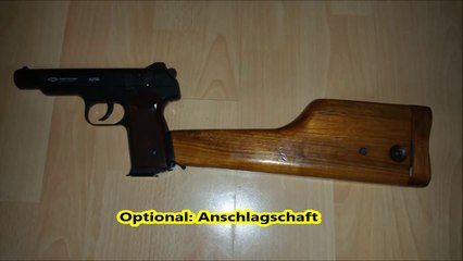 APS Stetschkin CO2 4,5mm GBB with wooden Holster / stock / Review /Test deutsch