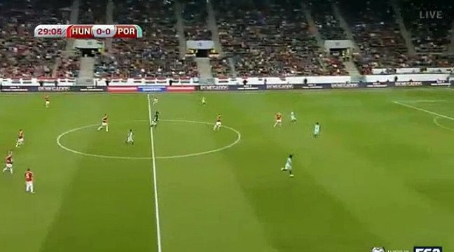 Tamas Priskin receives a red card in the match Hungary vs Portugal