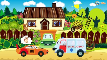 The White Ambulance with Cars Friends | Service & Emergency Vehicles Cartoons for children