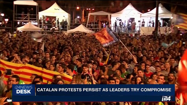i24NEWS DESK | Catalan protests persist as leaders try compromise | Saturday, October 7th 2017