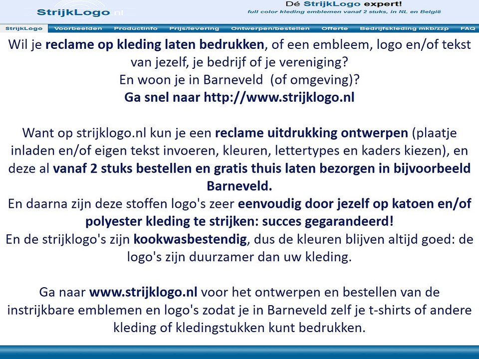 Reclame kleding bedrukken Barneveld