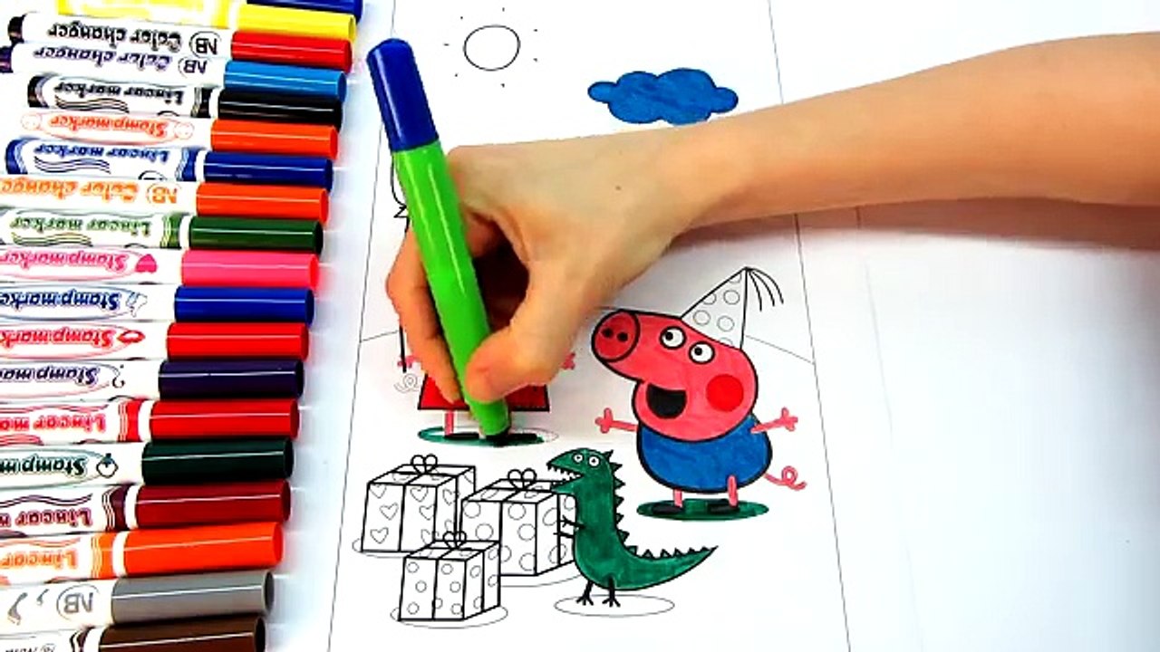 Peppa Pig Jumping With George Pig Coloring Book Pages Kids Fun Art Activities Fun Video For Children