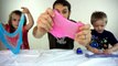 Kids and Dad Making Glitter Slime With Borax and Glue - Blue, Pink, Purple Gak