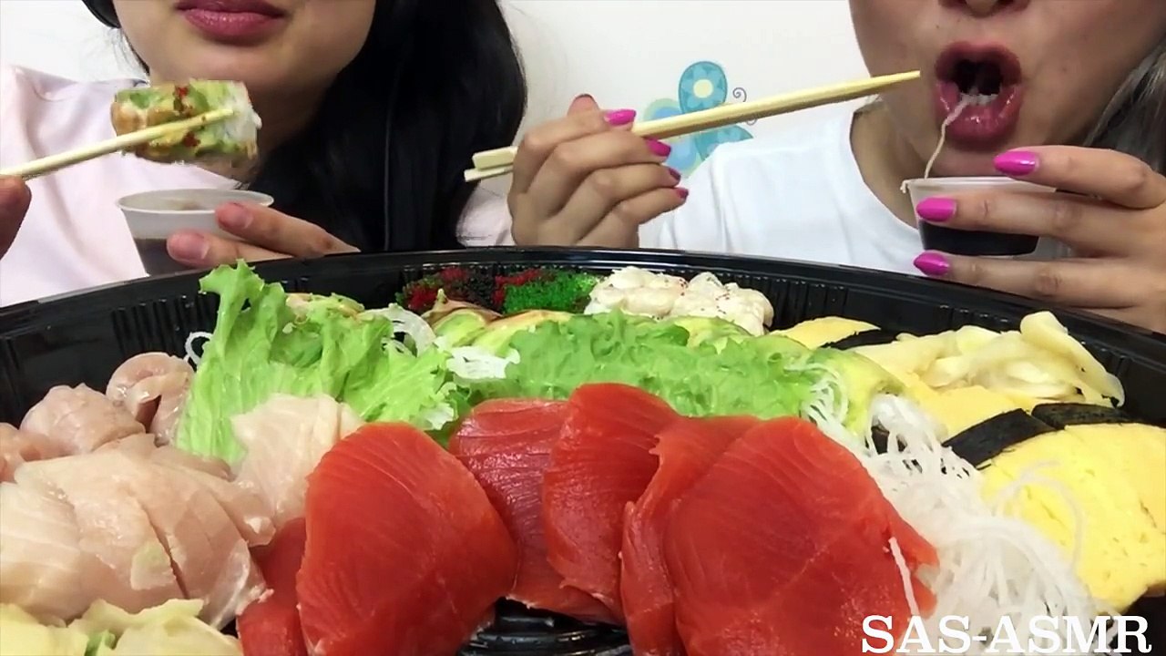 ASMR SASHIMI SUSHI PLATTER (NO TALKING) EATING SOUNDS | SAS-ASMR