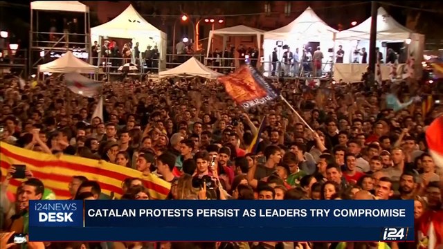 i24NEWS DESK | Catalan protests persist as leaders try compromise | Saturday, October 7th 2017