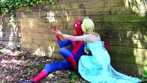 Frozen Elsa vs Evil Elsa Maleficent: Evil Elsa kisses Spiderman! Funny superheroes in real life