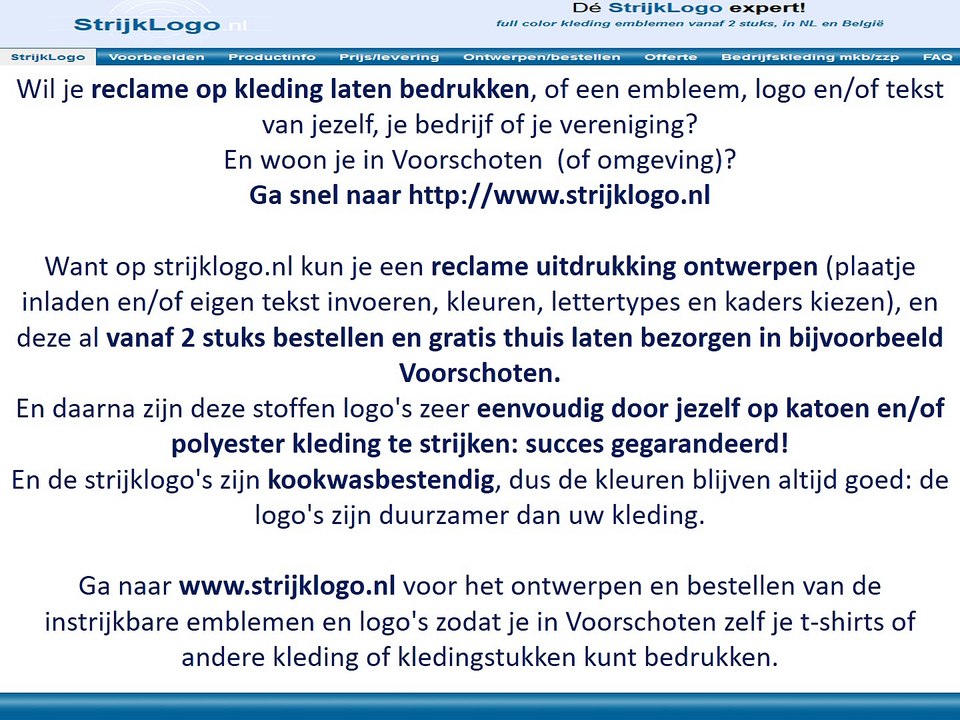 Reclame kleding bedrukken Voorschoten