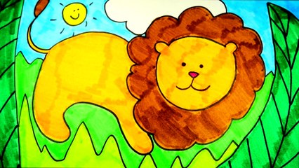 How To Draw A Lion, Fun KIDS Coloring Video!