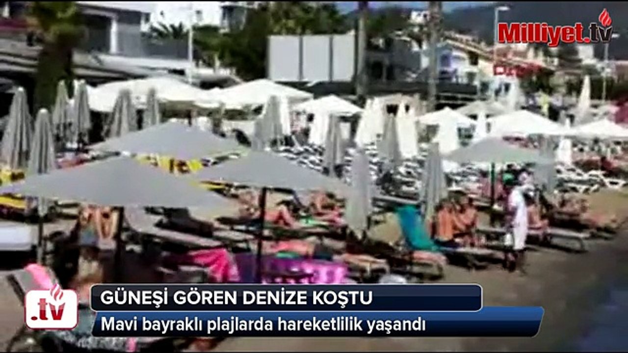 Marmaris'te güneşli havayı gören denize koştu Videosu