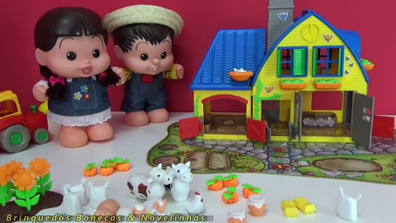 Chico Bento Baby Rosinha brincam com Fazendinha do Caillou Brinquedos Turma da Mônica Toy juguetes
