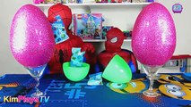Spiderman vs Ninjas vs Giant Easter Surprise Eggs | Giant Pink Glitter Surprise Eggs and Mermaids