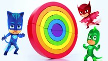 PJ Masks Wooden Rainbow Wheel Learn Colors Play Doh Panda Molds Mighty Toys