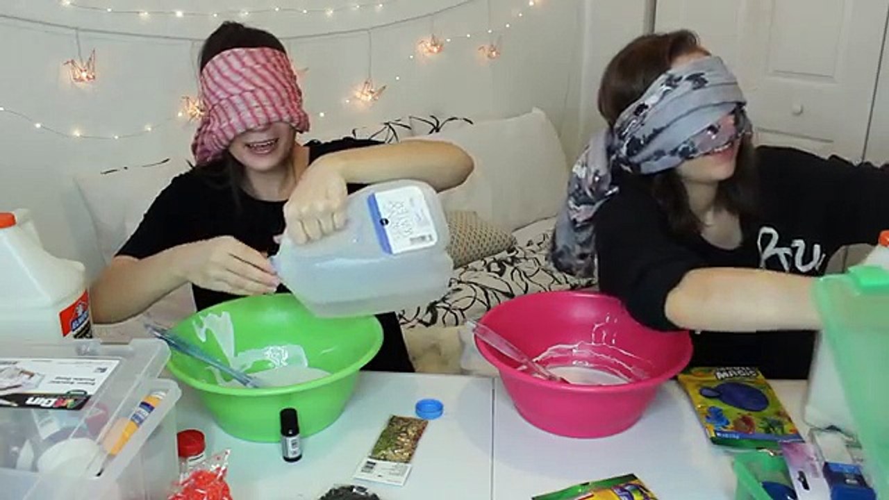 GIANT BLINDFOLDED SLIME CHALLENGE WITH MY SISTER?!