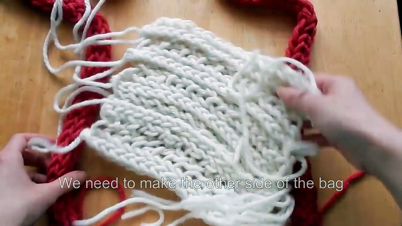 HOW TO FINGER KNIT - BAG TUTORIAL - FINGER KNITTING / LACING/ FINGER KNITTED BAG FULL TUTORIAL